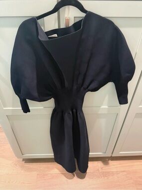 Bottega Veneta Black Knit Mini Dress with Smocked Waist